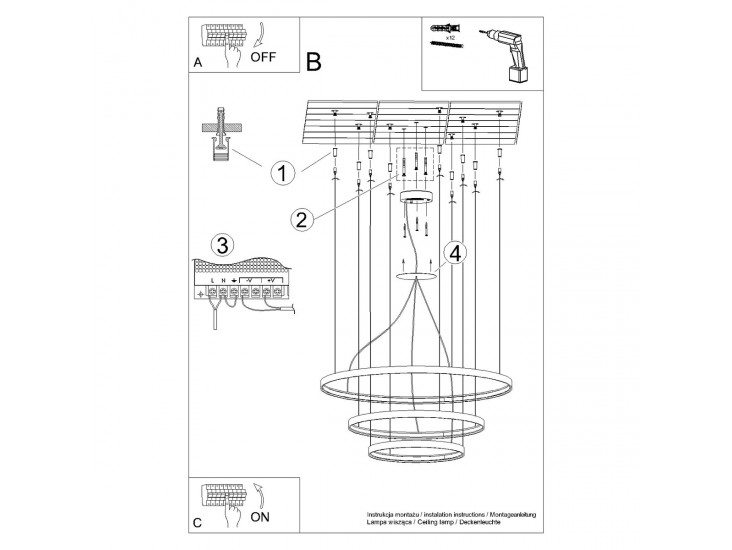 Rio 3 55/78/110 fehér LED 3000K csillár