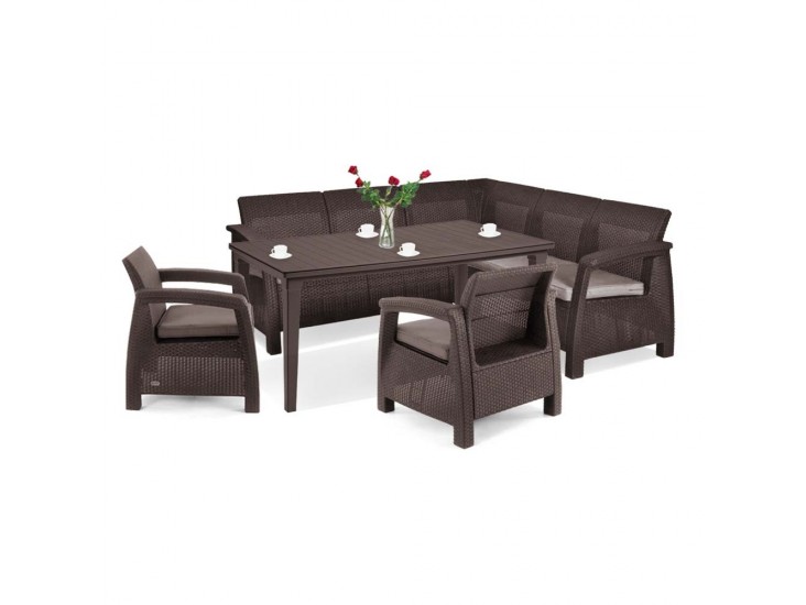 Corfu Relax duo kerti bútor garnitúra futura asztallal barna