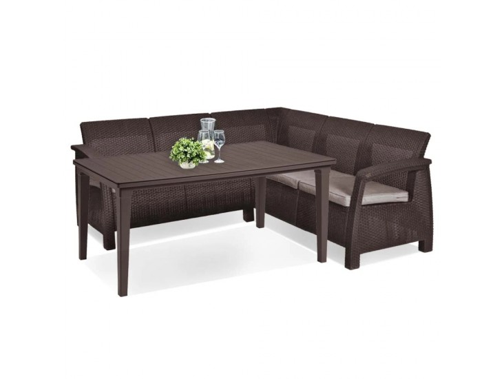 Corfu Relax kerti bútor garnitúra futura asztallal barna