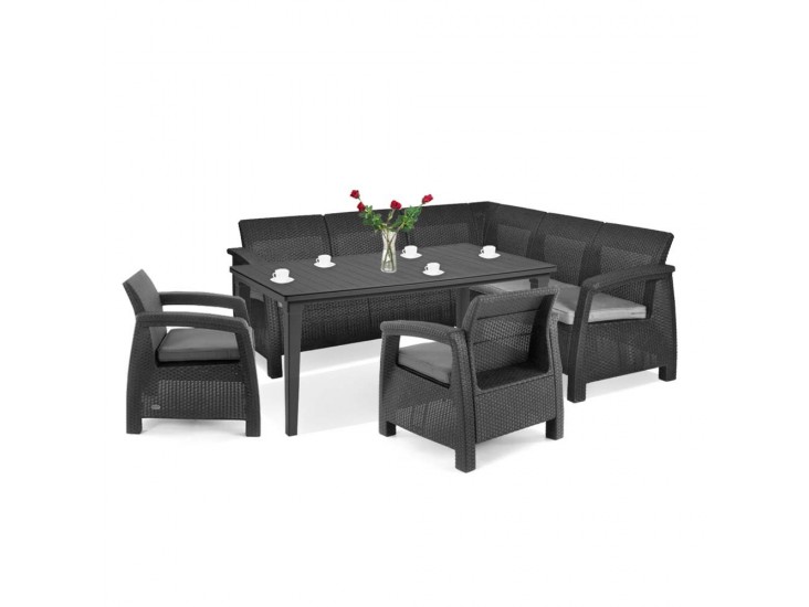 Corfu Relax duo kerti bútor garnitúra futura asztallal grafit