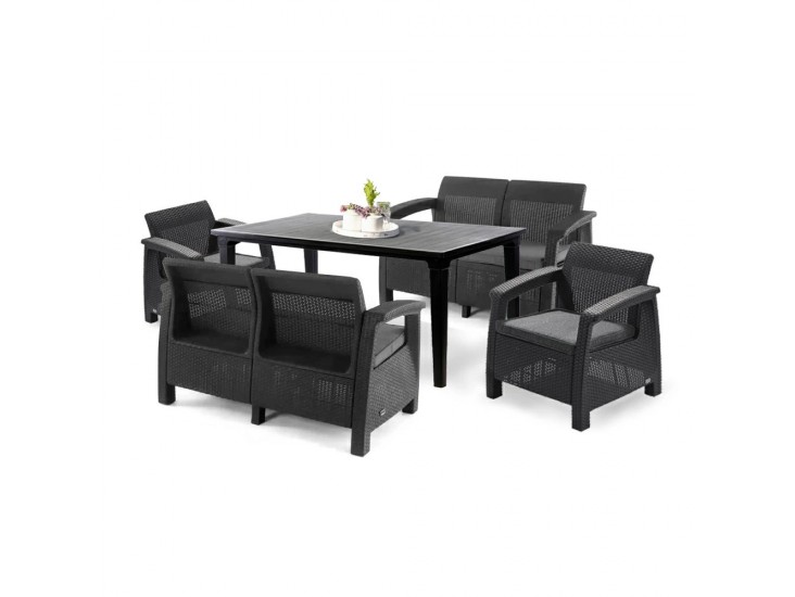 Corfu Fiesta III kerti bútor garnitúra futura asztallal grafit