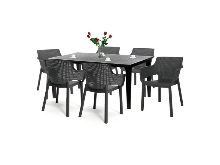 Fueva 6+1 kerti bútor garnitúra szett grafit