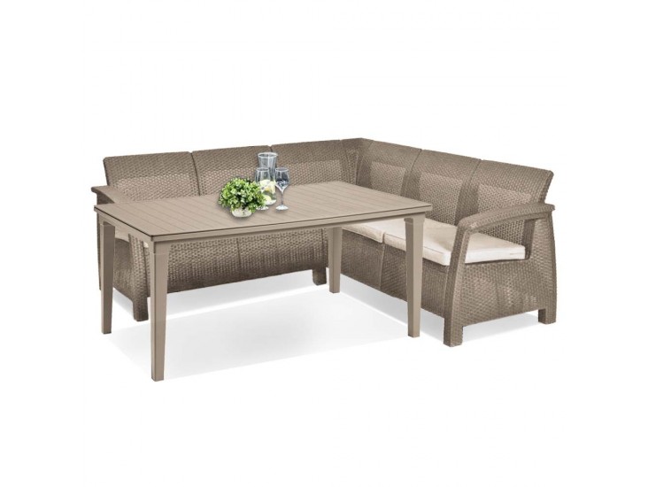 Corfu Relax kerti bútor garnitúra futura asztallal cappuccino