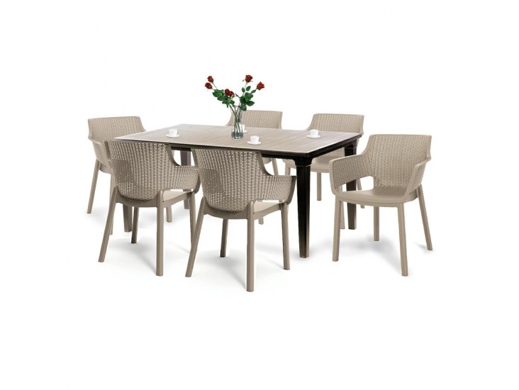 Fueva 6+1 kerti bútor garnitúra szett cappuccino