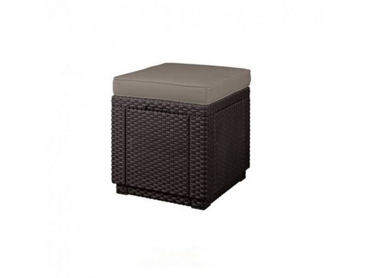 Cube zsámoly, barna színben, meleg taupe párnával