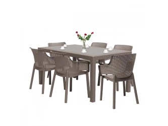 Evody 6+1 kerti bútor garnitúra szett cappuccino