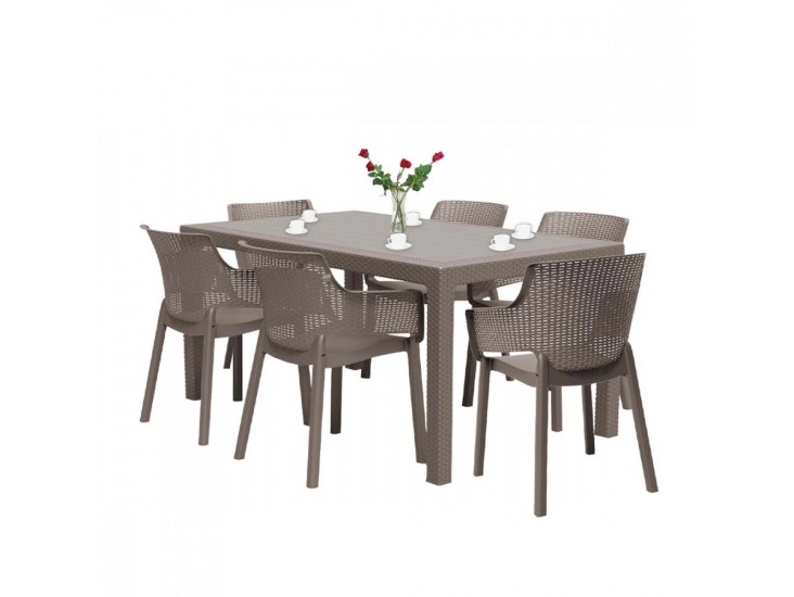 Evody 6+1 kerti bútor garnitúra szett cappuccino