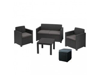 Alabamo kerti bútor garnitúra grafit színben