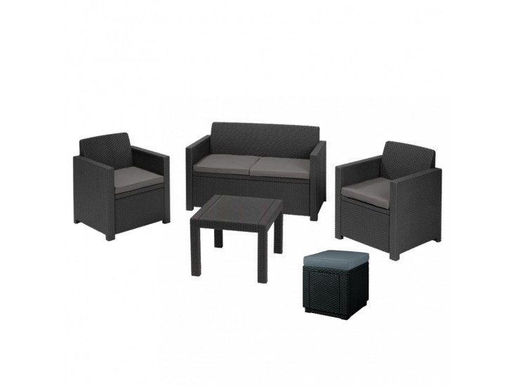 Alabamo kerti bútor garnitúra grafit színben