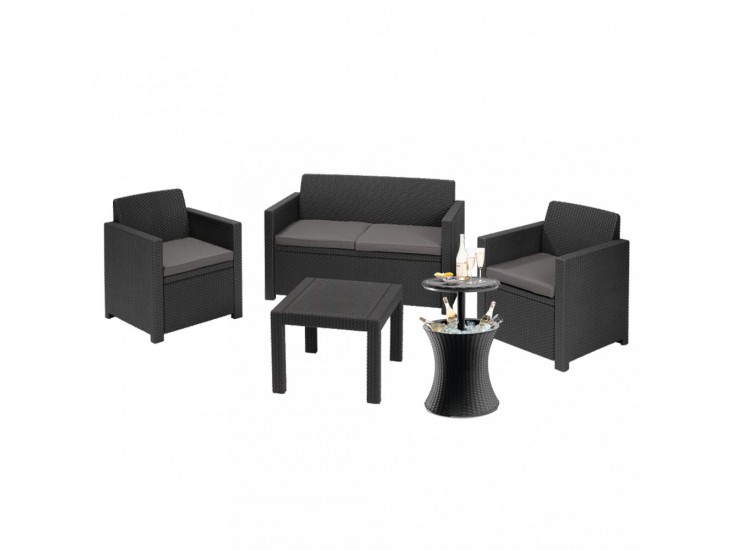 Alabama Party kerti bútor garnitúra grafit színben