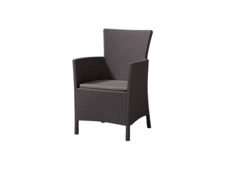 Iowa kerti szék, barna színben, meleg taupe párnával