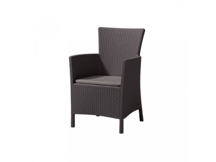 Iowa kerti szék, barna színben, meleg taupe párnával