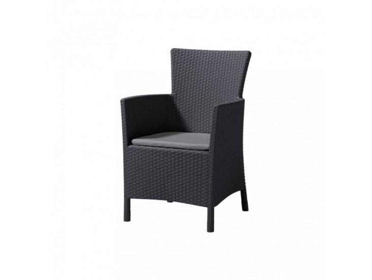 Iowa kerti szék, grafit színben, világos szürke párnával