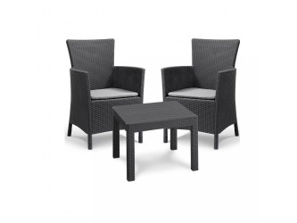 Rosario Balcony set kerti bútor garnitúra, grafit színben, világos szürke párnával