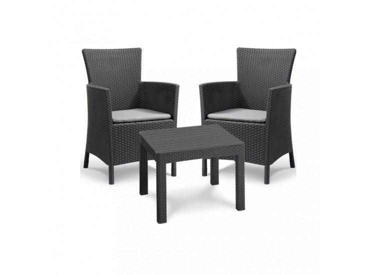 Rosario Balcony set kerti bútor garnitúra, grafit színben, világos szürke párnával