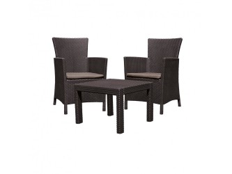 Rosario Balcony set kerti bútor garnitúra, barna színben, meleg taupe párnával