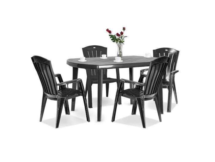 Eltorini 4+1 kerti bútor garnitúra szett grafit színben