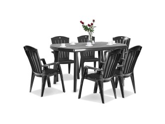 Eltorini 6+1 kerti bútor garnitúra szett grafit színben