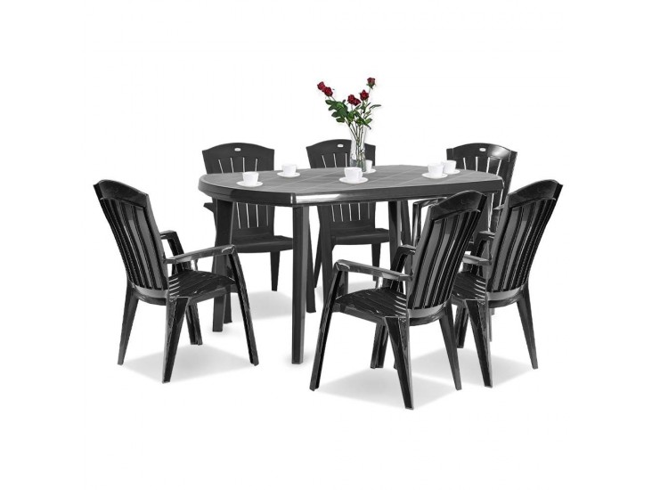 Eltorini 6+1 kerti bútor garnitúra szett grafit színben