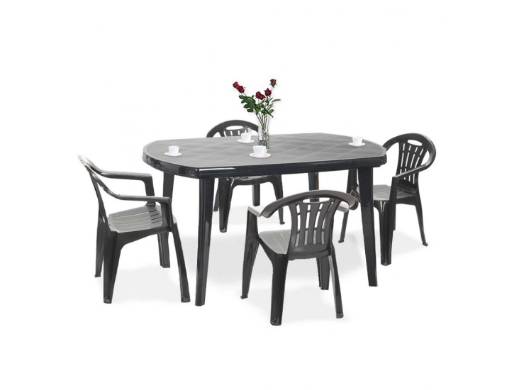 Elma 4+1 kerti bútor garnitúra szett grafit színben