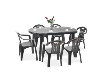 Elma 6+1 kerti bútor garnitúra szett grafit színben