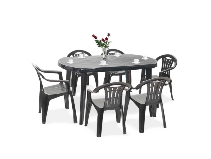 Elma 6+1 kerti bútor garnitúra szett grafit színben
