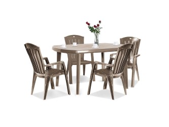 Eltorini 4+1 kerti bútor garnitúra szett cappuccino színben