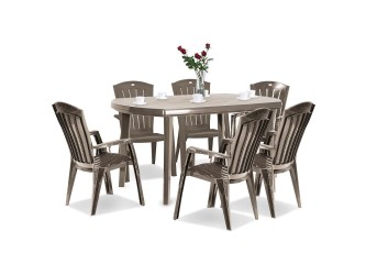 Eltorini 6+1 kerti bútor garnitúra szett cappuccino színben