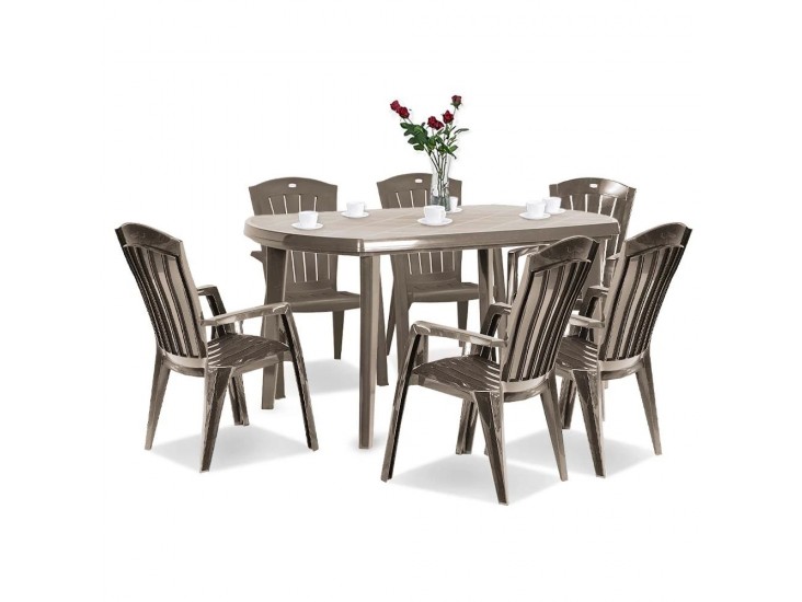 Eltorini 6+1 kerti bútor garnitúra szett cappuccino színben