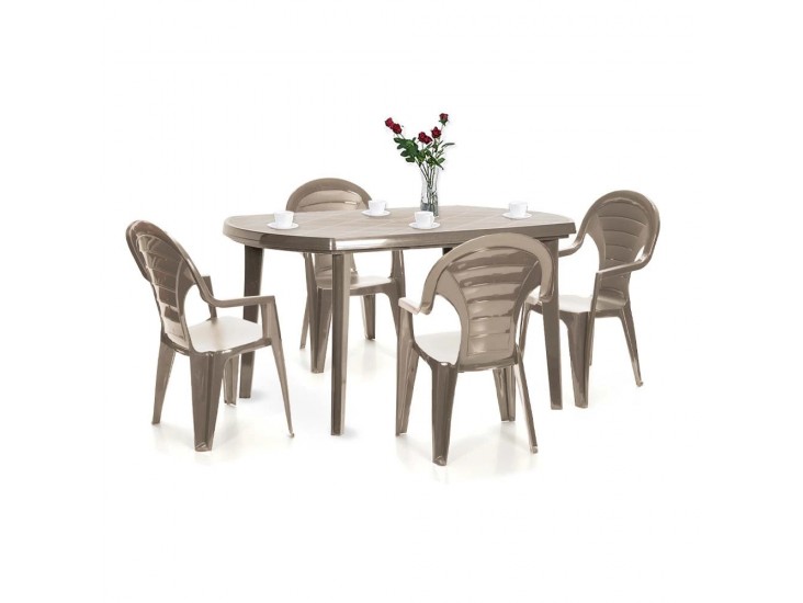 Elboni 4+1 kerti bútor garnitúra szett cappuccino színben