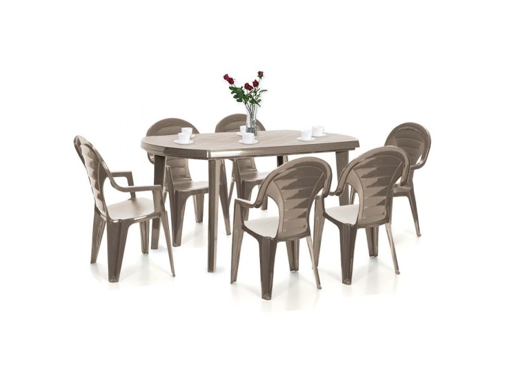 Elboni 6+1 kerti bútor garnitúra szett cappuccino színben