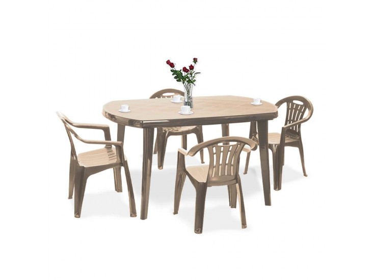 Elma 4+1 kerti bútor garnitúra szett cappuccino színben