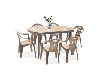 Elma 6+1 kerti bútor garnitúra szett cappuccino színben