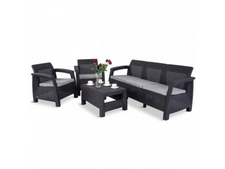 Corfu Love duo kerti bútor garnitúra szett grafit színben