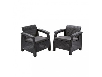 Corfu duo set fotelek, grafit színben, világos szürke párnával