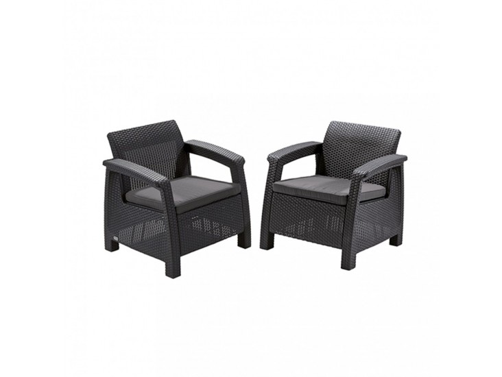 Corfu duo set fotelek, grafit színben, világos szürke párnával