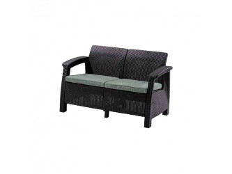 Corfu love seat, grafit színben, világos szürke párnával