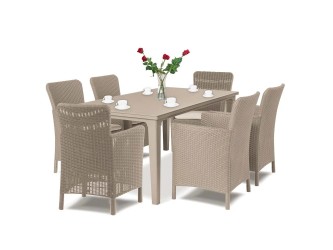 Futon 6+1 kerti bútor garnitúra cappuccino