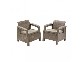 Corfu duo set fotelek, cappuccino színben, homok párnával