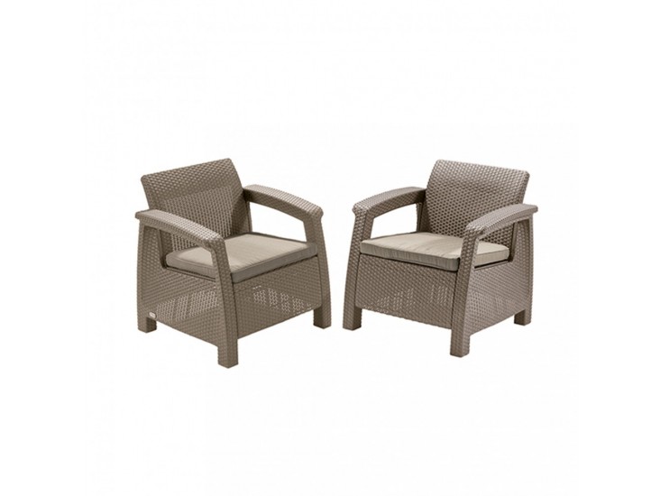 Corfu duo set fotelek, cappuccino színben, homok párnával
