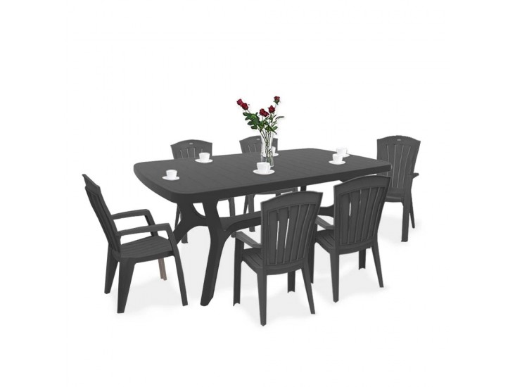 Baltorini 6+1 kerti bútor garnitúra szett grafit