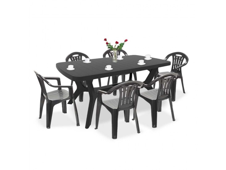 Balorca 6+1 kerti bútor garnitúra szett grafit színben