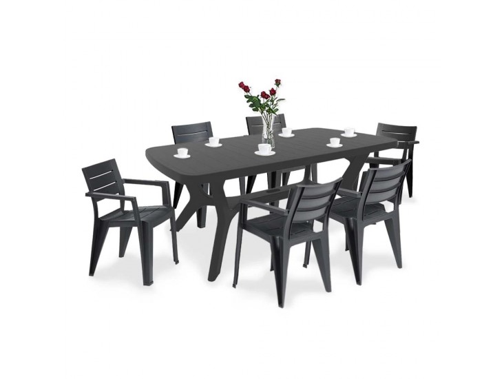 Juliemore 6+1 kerti bútor garnitúra szett grafit
