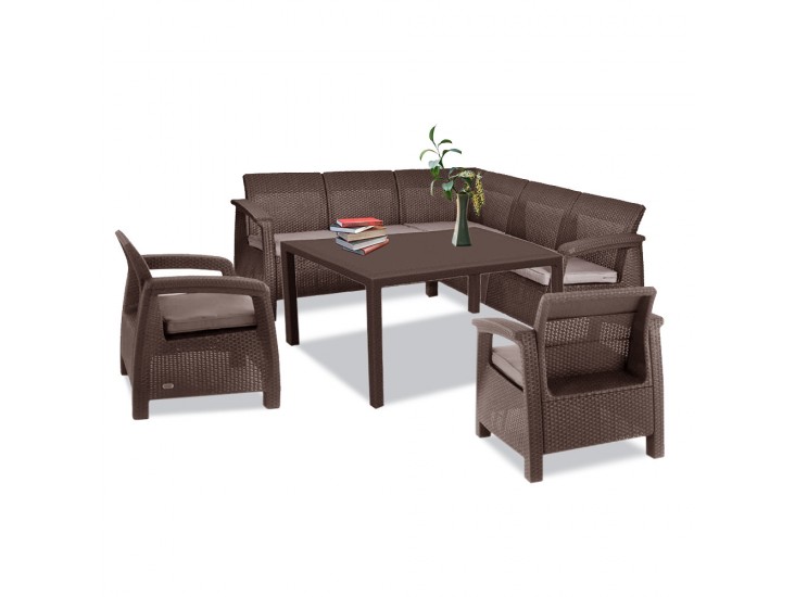 Corfu Fiesta III kerti bútor garnitúra futura asztallal barna