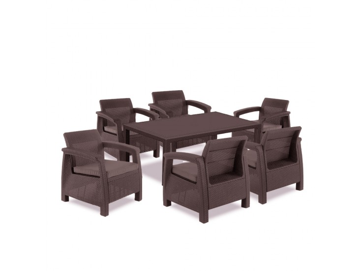 Corfu Relax duo kerti bútor garnitúra futura asztallal barna