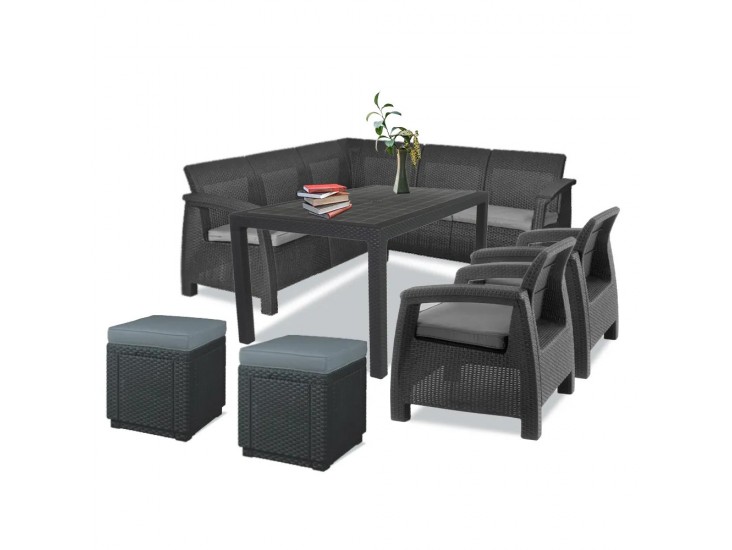 Corfu Relax duo cube kerti bútor garnitúra grafit