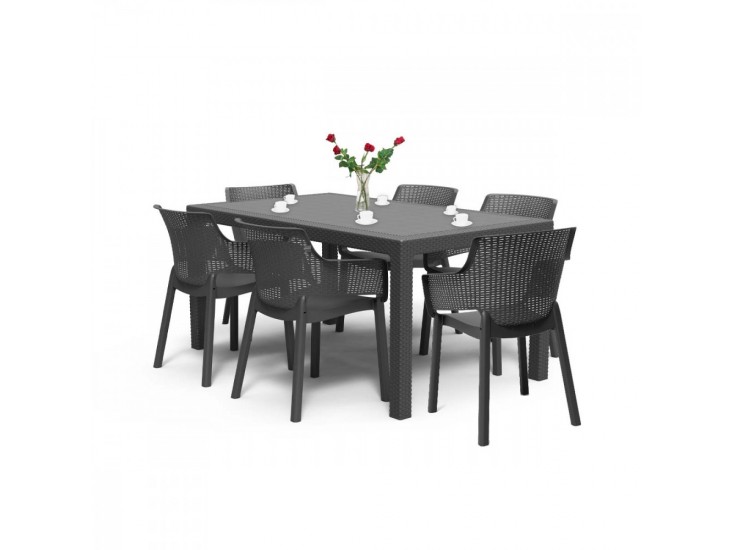 Evody 6+1 kerti bútor garnitúra szett grafit