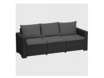 California 3 üléses műrattan kerti kanapé grafit