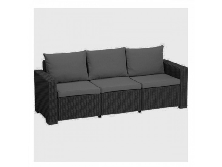 California 3 üléses műrattan kerti kanapé grafit