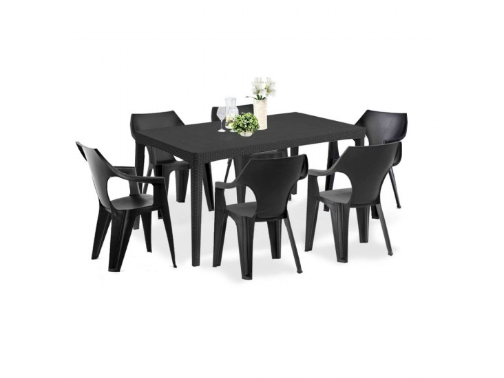 Gironte 6+1 kerti bútor garnitúra szett grafit